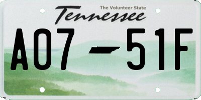 TN license plate A0751F
