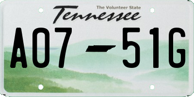 TN license plate A0751G