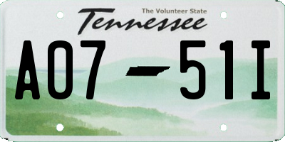 TN license plate A0751I