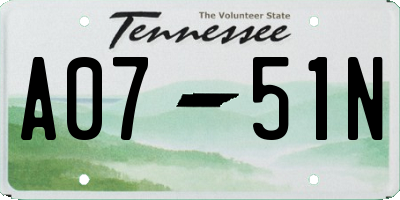 TN license plate A0751N