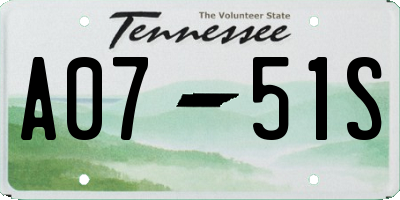 TN license plate A0751S