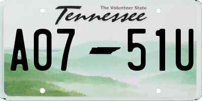 TN license plate A0751U