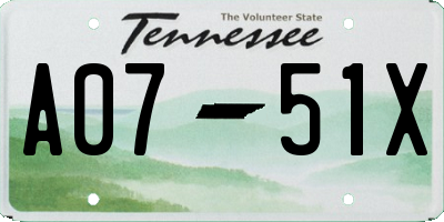 TN license plate A0751X