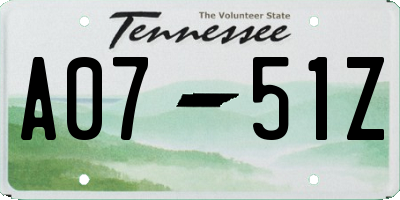 TN license plate A0751Z