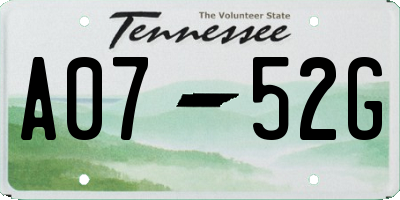 TN license plate A0752G