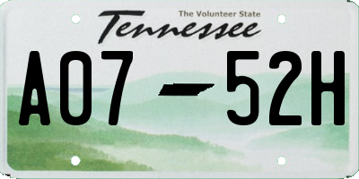 TN license plate A0752H