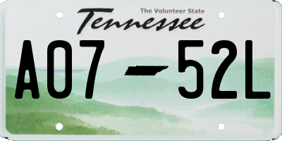 TN license plate A0752L