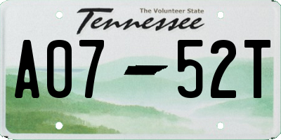 TN license plate A0752T