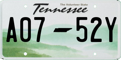 TN license plate A0752Y