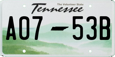 TN license plate A0753B