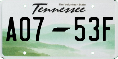 TN license plate A0753F