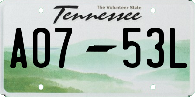 TN license plate A0753L
