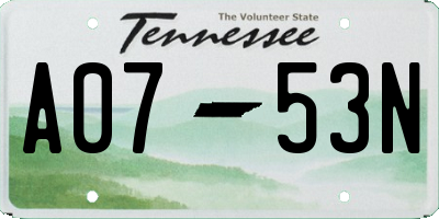 TN license plate A0753N