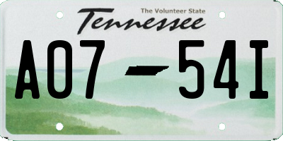 TN license plate A0754I