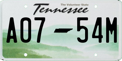 TN license plate A0754M