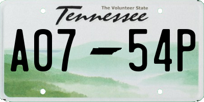 TN license plate A0754P