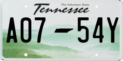 TN license plate A0754Y
