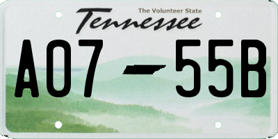 TN license plate A0755B
