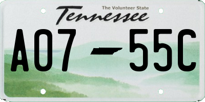 TN license plate A0755C