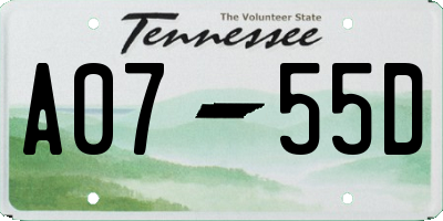 TN license plate A0755D