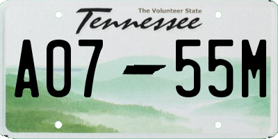 TN license plate A0755M