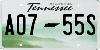 TN license plate A0755S