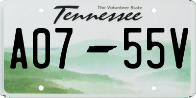 TN license plate A0755V