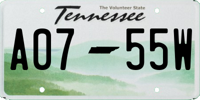 TN license plate A0755W
