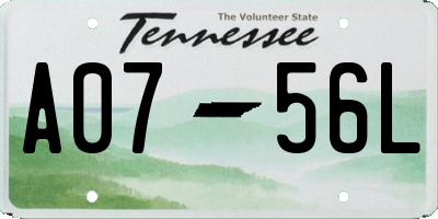 TN license plate A0756L