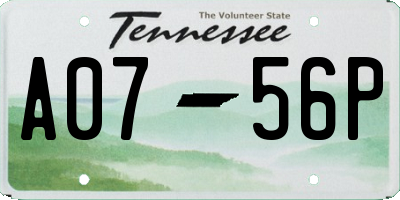 TN license plate A0756P