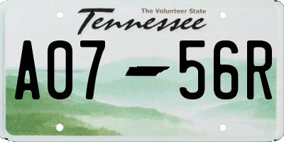 TN license plate A0756R