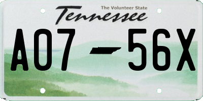 TN license plate A0756X