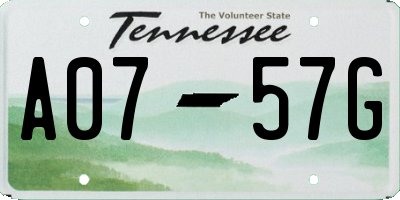 TN license plate A0757G