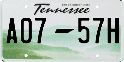 TN license plate A0757H