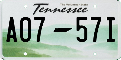 TN license plate A0757I
