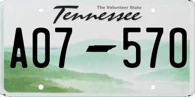 TN license plate A0757O
