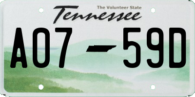 TN license plate A0759D