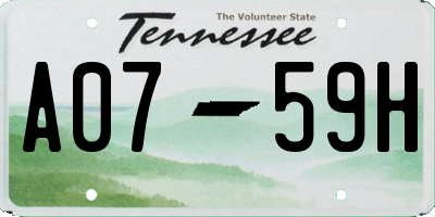 TN license plate A0759H