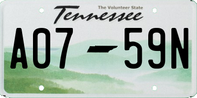TN license plate A0759N