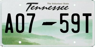 TN license plate A0759T