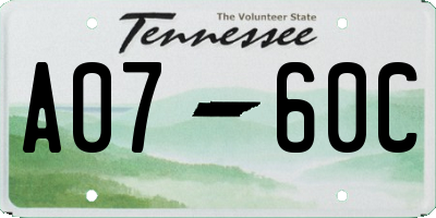 TN license plate A0760C