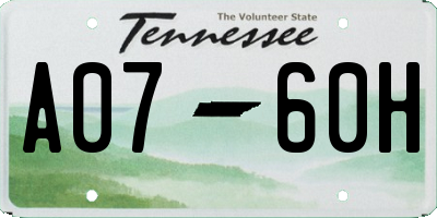 TN license plate A0760H