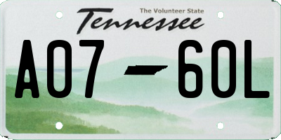 TN license plate A0760L