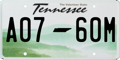 TN license plate A0760M