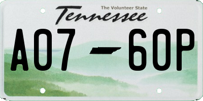 TN license plate A0760P