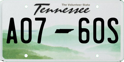 TN license plate A0760S