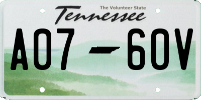 TN license plate A0760V