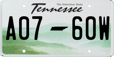 TN license plate A0760W