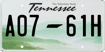 TN license plate A0761H