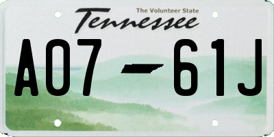 TN license plate A0761J
